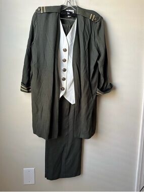 Perceptions Womens Vintage 2pc Blazer Pants  Size 14 Military Style Vest Theater